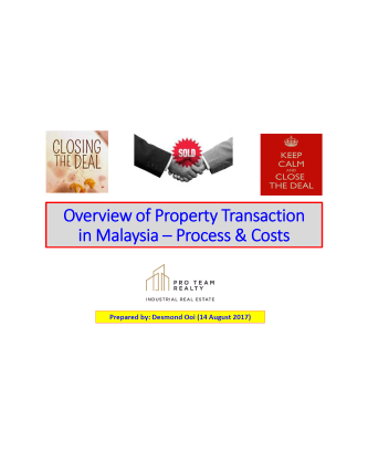 Overview of Property Transaction in Malaysia - Process & Costs